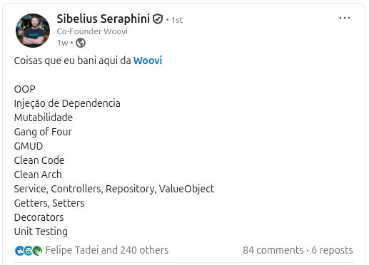 Print da postagem do Sibelius - Banindo complexidade